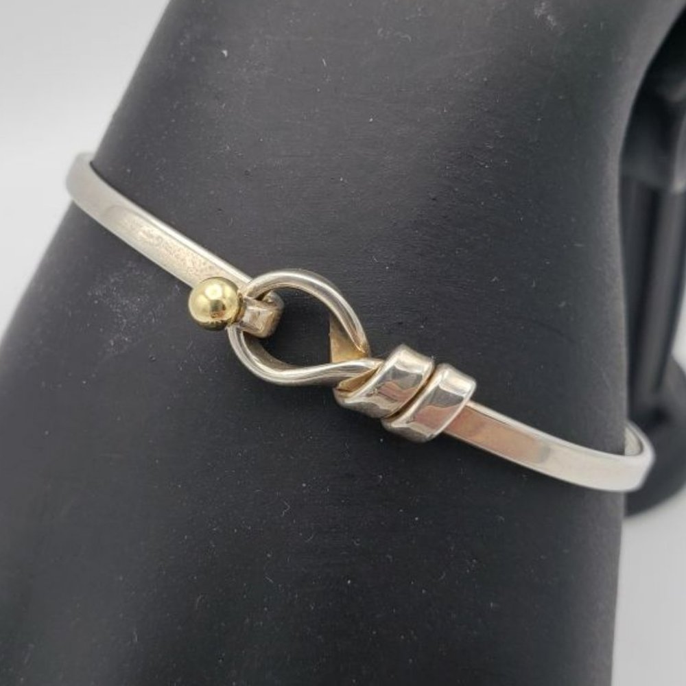 Tiffany & Co Love Knot Bangle Bracelet Sterling Silver 18K Gold